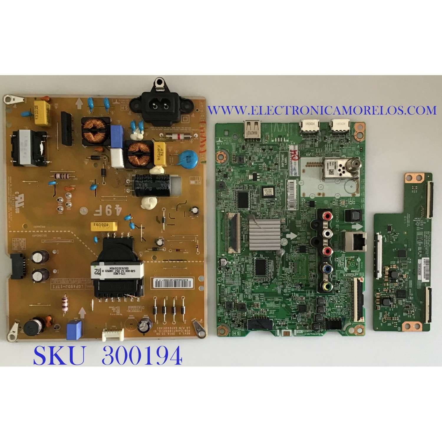KIT DE TARJETAS PARA TV LG / MAIN EBT65204903 / EAX67848002(1.0) / FUENTE EAY64491401 / EAX67189301(1.5) / T-CON 6871L-3850D / 6870C-0532B / PANEL NC490DUE-AAFX1 / MODELO 49LK5700PUA.BUSWLOR